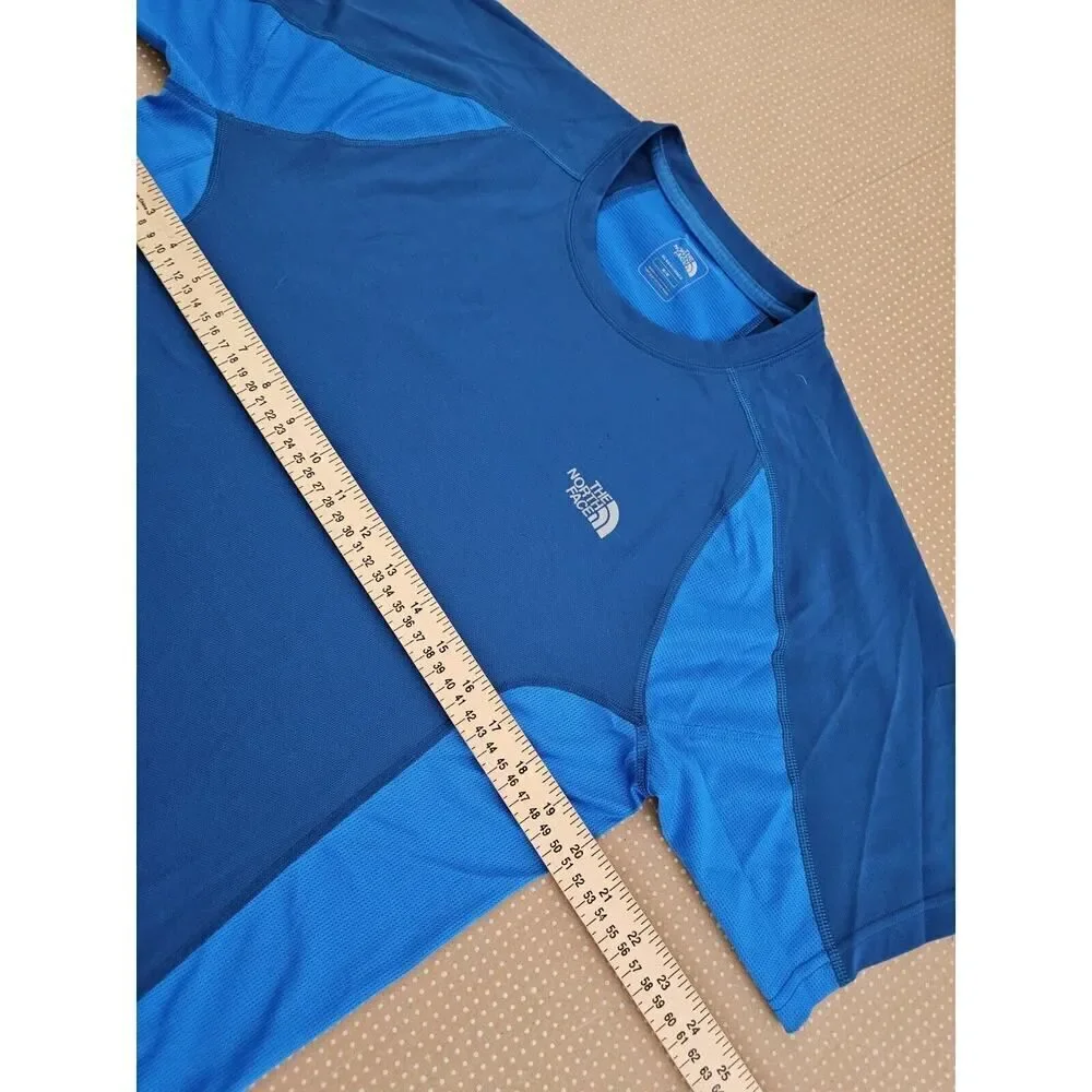 The North Face Shirt Mens Medium Blue Short Sleeve Logo Crew Neck Vapor Wick